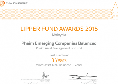 3 yrs – Years Mixed Asset MYR Balanced – Global Pheim Emerging Companies Balanced